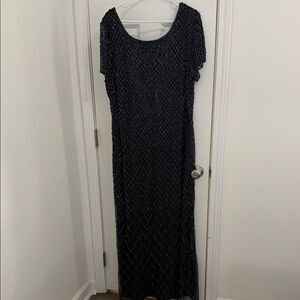 Pisarro Nights Dark Purple Beaded Maxi Dress Size 24W